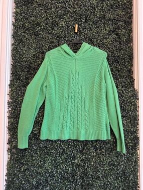 CAbi Cable Knit Hoodie Sweater - Bright Green